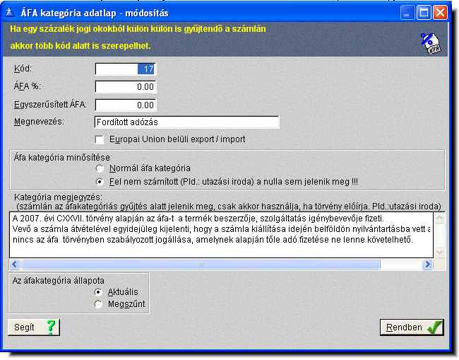 �fakateg�ria felvitele